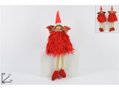 ANJO SENTADO C/GORRO VERMELHO 50CM