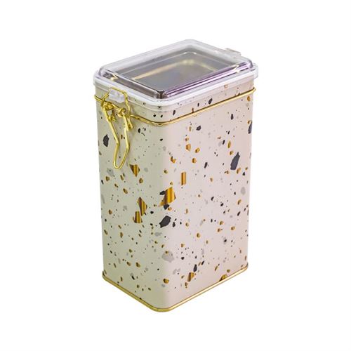 13325057 CAIXA METAL BEGE TAMPA TRANSP. 7.5X10X17CM 1.4 L