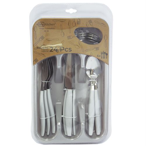 24625 TALHERES T129 CINZA 24PCS C/ TABULEIRO