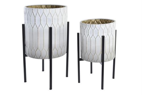 MC-195931 FLOREIRO SET 2 METAL 31X31X58 BICOLOR