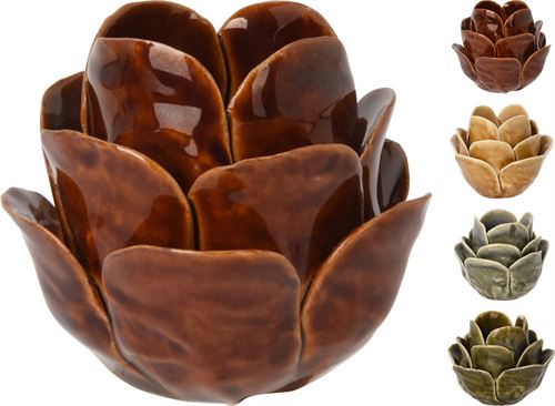 ALX618810 CASTIÇAL FLOR CERAMICA 8CM