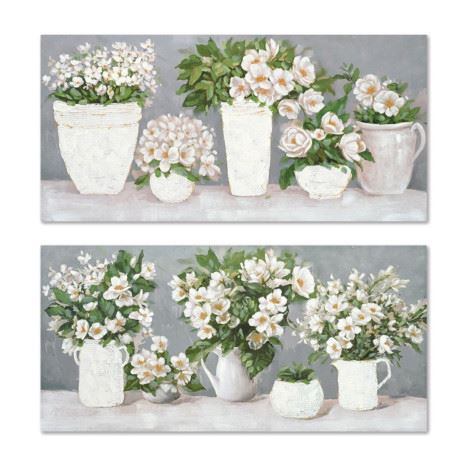 CU-218608 QUADRO TECIDO TELA MDF 140X3X70 VASOS 2 MOD.