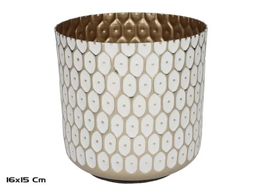 435671 VASO OURO PERSA/BRANCO 16X16X15 CM