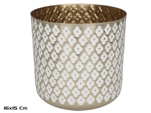 435695 VASO PERSA OURO/BRANCO 16X16X15 CM