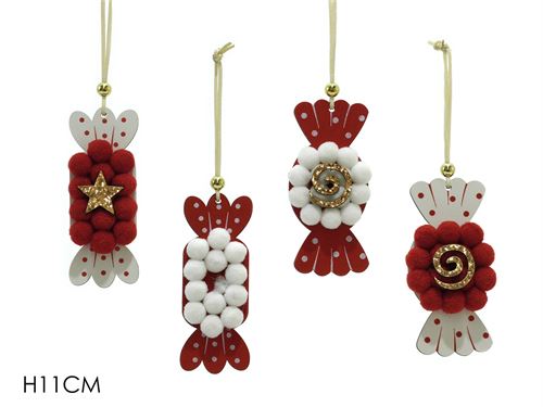 380173 DECORAÇAO PENDURAR REBUÇADO BRANCO/VERMELHO