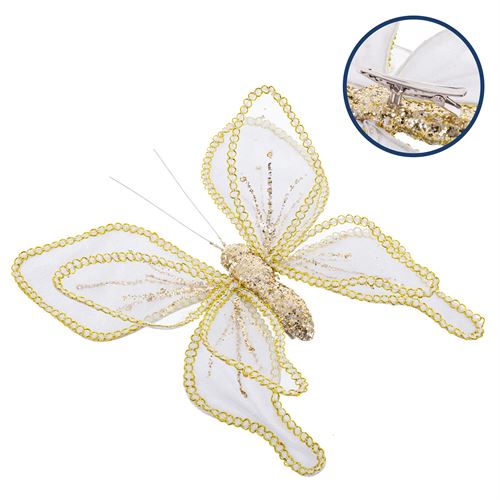 722941 BORBOLETA COM CLIP POLIESTER BRANCO 20 X 3 X 20 CM