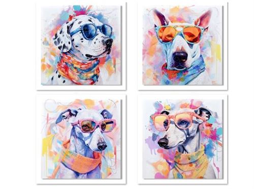 446356 PINTURA DE CACHORRO 40% PINTADA À MÃO 4SRT 60X60X1,8 CM