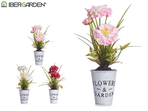 86819 PLANTA FLOR ABERTA VASO METAL SORT 4