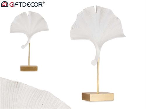 81619 DECORAÇÃO FLOR ABERTA BRANCA BASE DOURADA 24,5 x 8 x 37 cm
