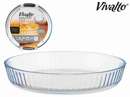 BANDEJA VDR REDONDA OPTICA BOROSILICATO 26CM