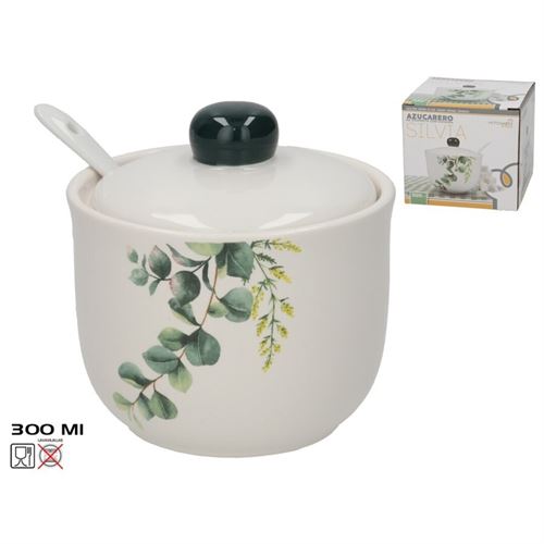 317212 AÇUCAREIRO SILVIA COM COLHER CERAMICA 300ML