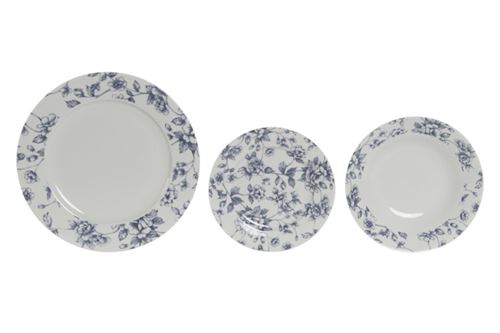 SERVIÇO 18PÇS CERAMICA FLORAL AZUL