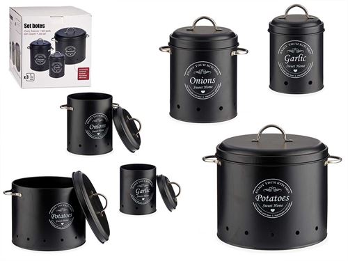 83510 CONJUNTO 3 LATAS METAL ENJOY PRETO