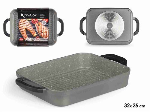 12297 TABULEIRO CINZA 42X25CM ALIUMINIO