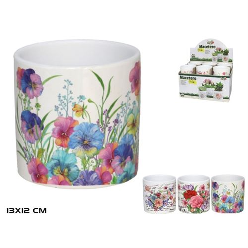 214443 VASO DE FLORES CERAMICA 13X12CM 3 SORTIDOS