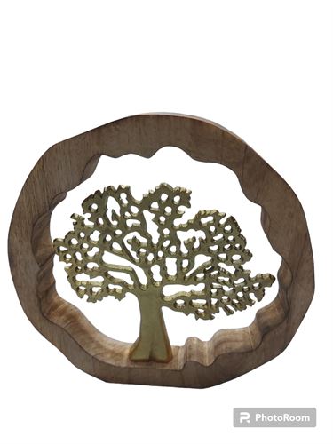 91080 ARVORE DA VIDA MADEIRA E METAL 27CM