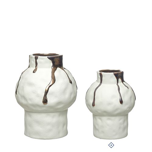 28796 JARRA CERAMICA DECORATIVA MOLTEN GOLD 15X20CM