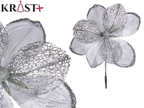 98376 FLOR NATAL VELUDO 25CM BRANCA