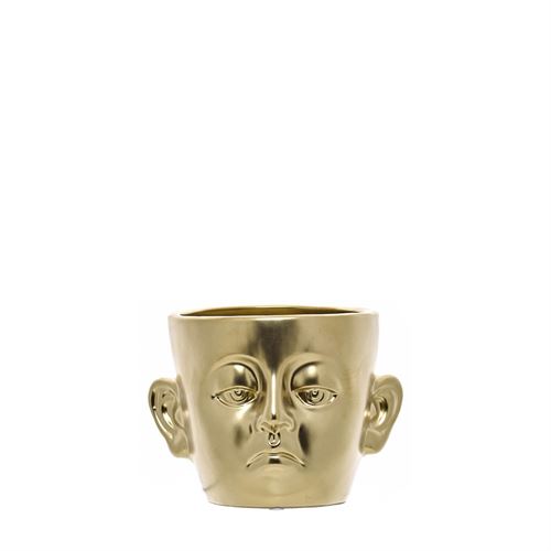 VASO CERÂMICA GOLDEN FACES 13CM