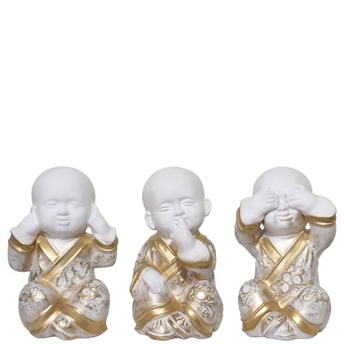 TRIO JUNIOR DOS SENTIDOS BRANCO OURO 20CM