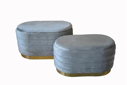 135932897 BANQUETA CINZA OVAL ST2 83x53x44/74x44x38cm