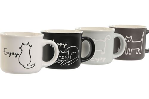 PC-209504 CANECA CERAMICA 8,5X6,5X5,5CM 70ML GATOS 4MOD