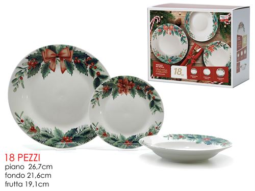 513460 SERVIÇO 18PÇS CERAMICA AZEVINHO NATAL