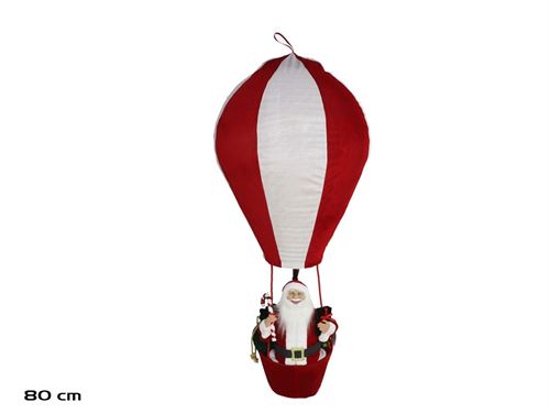 BALÃO DE AR QUENTE COM PAI NATAL VERMELHO/BRANCO 80CM