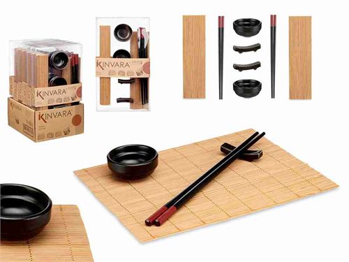 87382 CONJUNTO PARA SUSHI CERAMICA E BAMBU 8