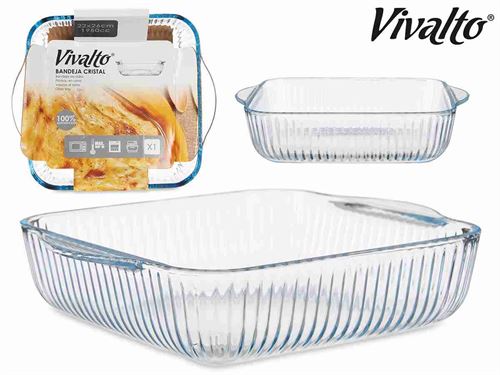 12951 BANDEJA VIDRO BORISILICATO 22X26CM 1950CC