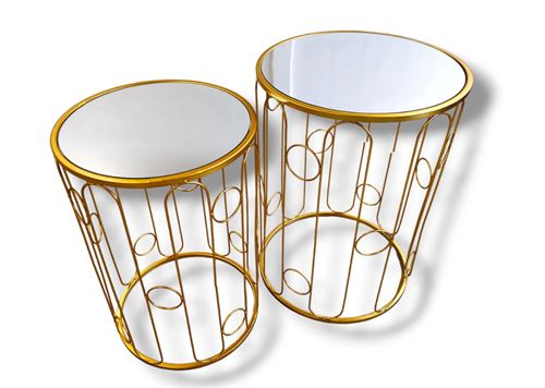 MESA APOIO MTL DOURADO CONJ.2 38X52CM/32X48CM