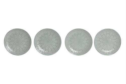 PC-215188 PRATO SET 4 CERÂMICA 19X19X2 MANDALA ESMALTADO