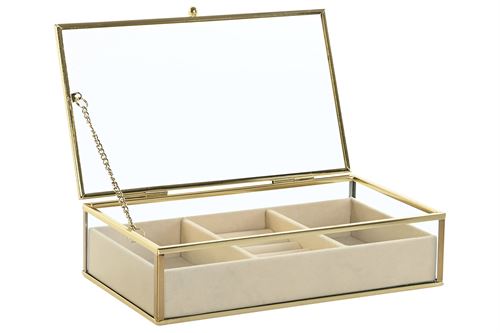 JO-206454 JOALHEIRO METAL VIDRO OURO 21X13X5,5CM