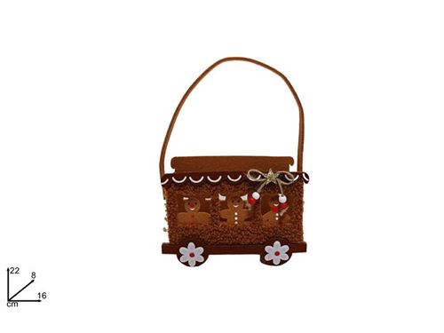 260822 CESTO FELTRO CARRINHO BISCOITO 16CM