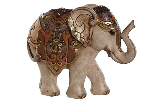 RF-215861 ELEFANTE RESINA DOURADO LARANJA 23X8X18,5CM