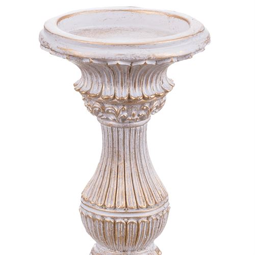 723915 CASTIÇAL RESINA BRANCO 9 X 9 X 19,50 CM