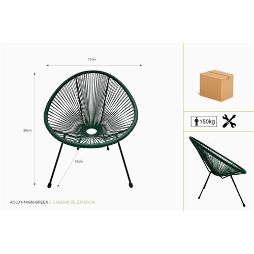 P071493878 CADEIRA ACJDY-14GN-VERDE 72X77X84CM