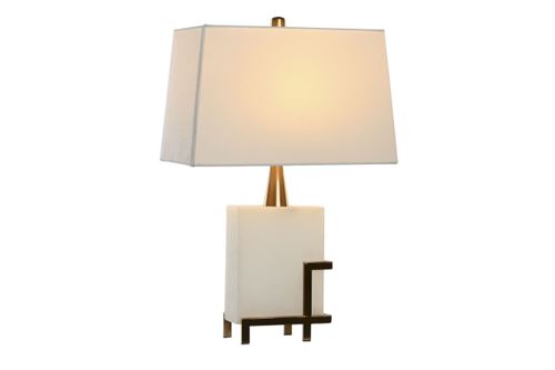 LA-206441 CANDEEIRO DE MESA MÁRMORE METAL 40X23X62 BRANCO