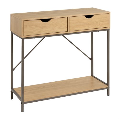 804988 CONSOLA 2 GAVETAS PB-METAL NATURAL-CINZA 80 X 30 X 75 CM