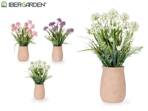 82901 VASO TERRACOTA ALTA CON FLORES SORT 3 CORES