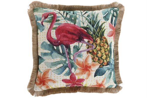 TX-213558 ALMOFADA POLIÉSTER 45X45CM 420 GR. FRANJAS MULTICOR