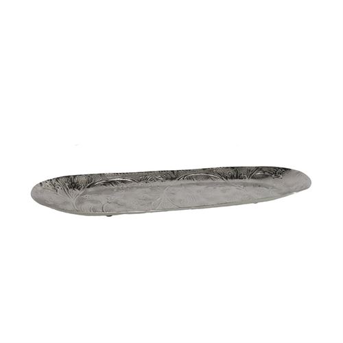 46693 PRATO DECORATIVO PRATA OVAL 36X14X3CM