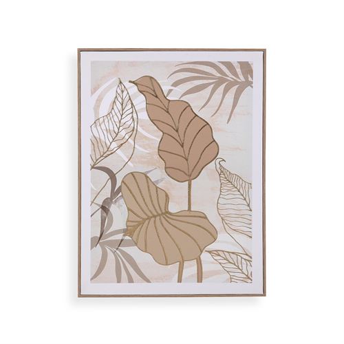 18831173 QUADRO 45X60 FOLHAS TROPICAIS OCRE