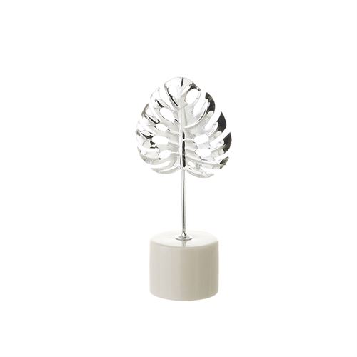 802826 CASTIÇAL METAL CERAMICA PRATA 9,8X7,2X21,6