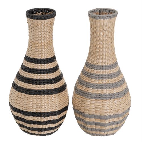 803953 VASO 2/C FIBRA NATURAL-PAPEL-METAL 27 X 27 X 55 CM