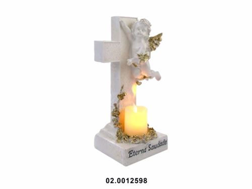 02.0012598 MARFINITE -ANJO C/DIZERES COR BRANCO OURO 14X12X30CM