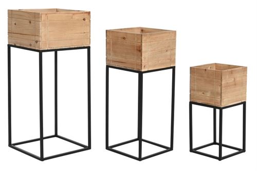 MC-205972 FLOREIRO SET 3 MADEIRA METAL 33X33X80 NATURAL