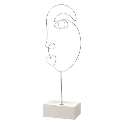 802828 FIGURA METAL CERAMICA PRATA 15,7X8X42,9