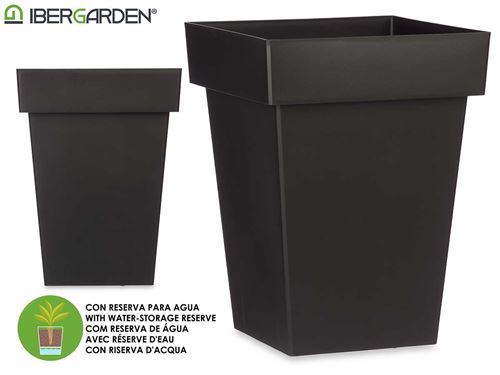 87950 VASO QUADRADO ANTRACITE COM RESERVA AGUA 40CM