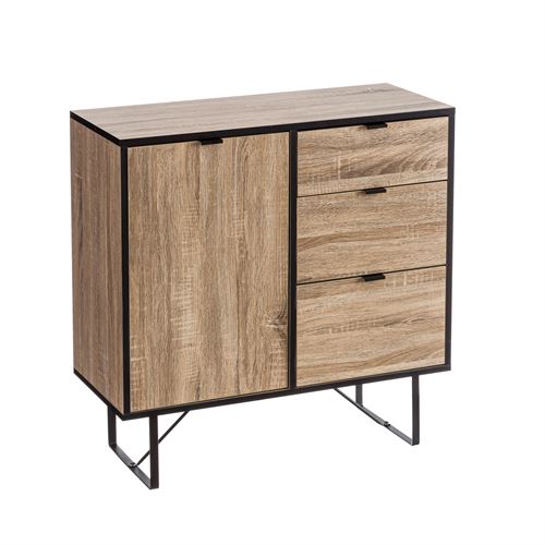 125890 MOVEL 3 GAVETAS 1 PORTA MDF/MTL 80X35X80CM